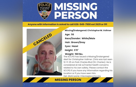 Missing St. Charles Man Found Safe as Police Thank the Community for Support During Search Efforts
