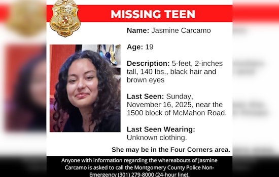 Montgomery County Police Seek Help to Locate Missing 19-Year-Old Jasmine Carcamo
