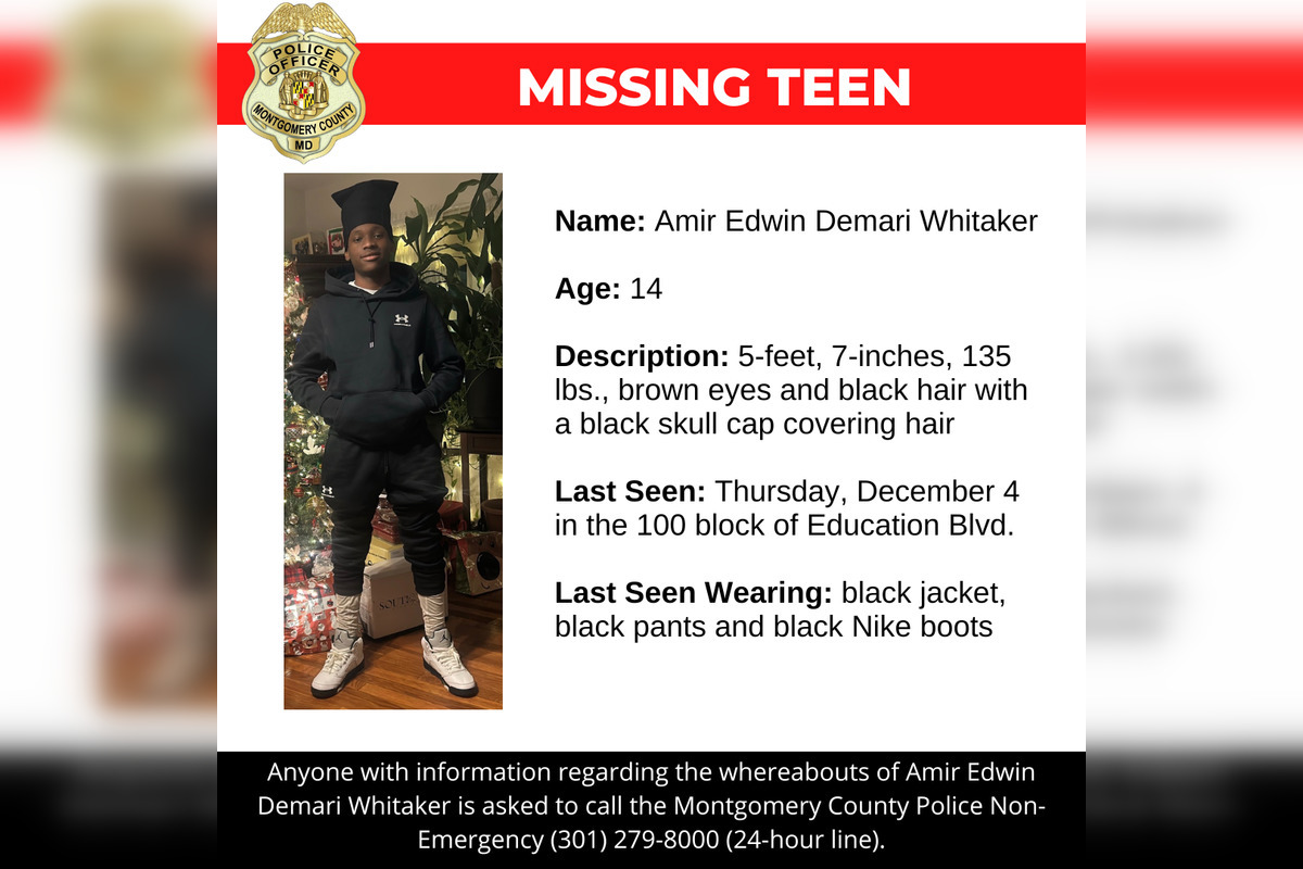 Montgomery County Police Seek Public's Aid in Search for Missing