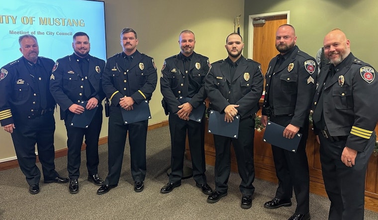 Mustang Police Officers Honored with Medal for Meritorious Service Following Heroic Fire Rescue Efforts