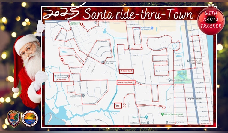 Neptune Beach to Welcome Santa with Enthusiastic Ride Thru Town on December 13
