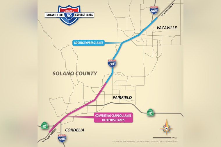 New I-80 Express Lanes Open Between Fairfield and Vacaville to Ease Traffic Congestion