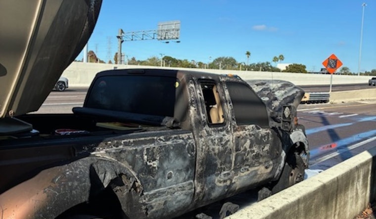 No Injuries Reported as Car Bursts into Flames on U.S. 19 in Clearwater