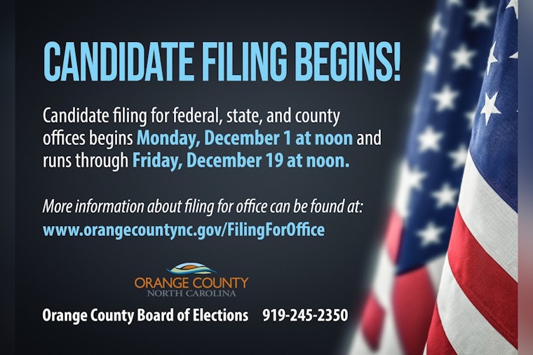 Orange County, NC Opens 2026 Candidate Filing Period and Releases Guides and Deadlines