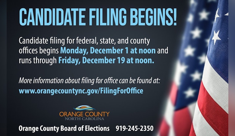 Orange County, NC Opens 2026 Candidate Filing Period and Releases Guides and Deadlines
