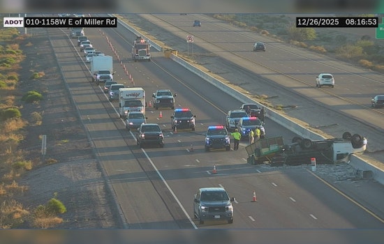 Overturned Truck Spills Bricks on I-10 Near Buckeye, Causing Traffic Delays