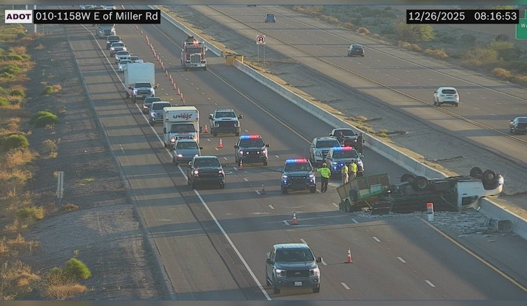 Overturned Truck Spills Bricks on I-10 Near Buckeye, Causing Traffic Delays