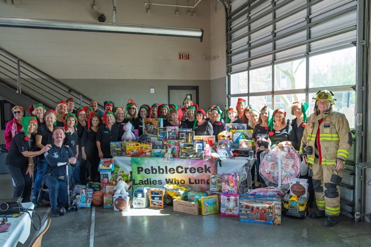PebbleCreek Ladies Who Lunch Deliver Joy with Lunch and Toy Donations to Goodyear Fire Station 185