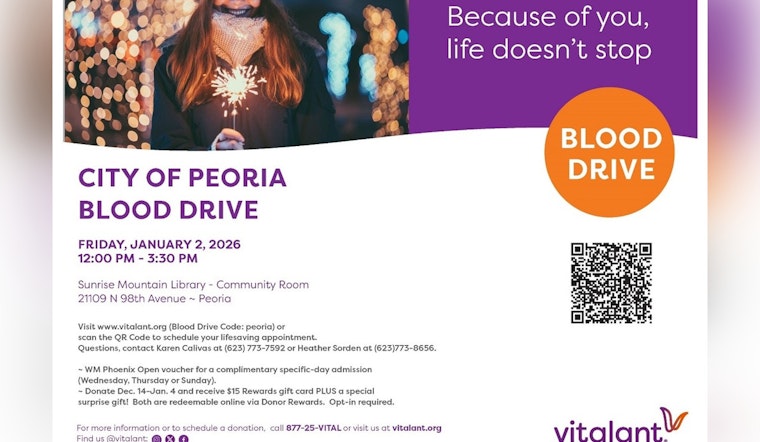Peoria Community Invited to Save Lives at Sunrise Mountain Library Blood Drive with Donors Receiving WM Phoenix Open Voucher and Gift Card