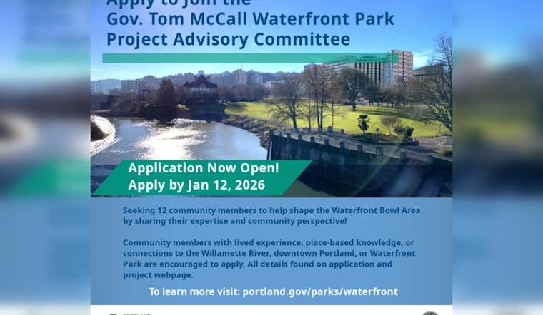 Portland Seeks Community Advisors for Gov. Tom McCall Waterfront Park Redesign, Apply by January 12