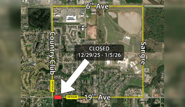 Road Closure Alert, West 19th Avenue in Stillwater to Shut Down for Maintenance Starting Dec 29