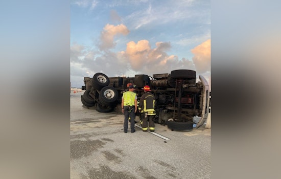 Rush Hour Traffic Snarled on Bayside Bridge in Clearwater Due to Overturned Garbage Truck