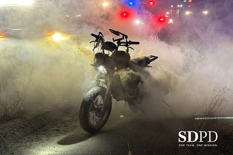 San Diego E-Moto Chase Ends With Flaming Bike and Felony Bust