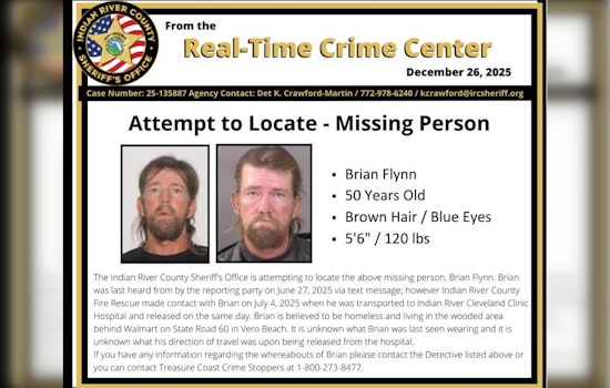 Search Continues for Missing Man Last Seen Near Vero Beach Walmart, Indian River County Sheriff’s Office Seeks Public's Help