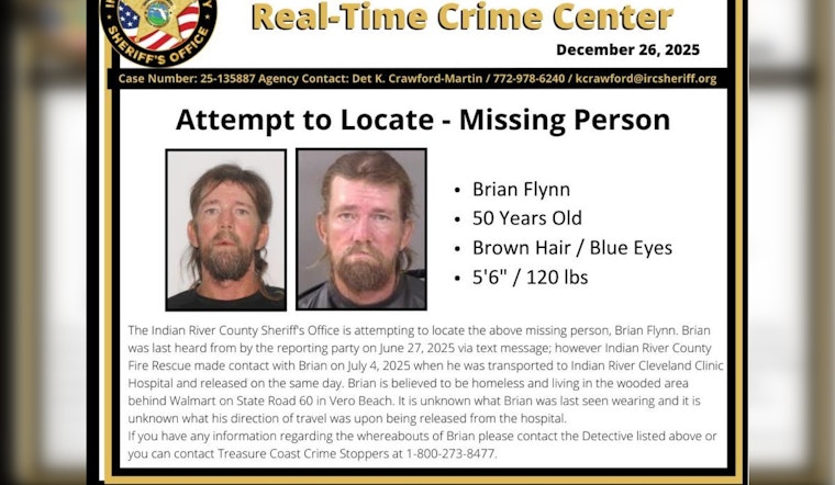 Search Continues for Missing Man Last Seen Near Vero Beach Walmart, Indian River County Sheriff’s Office Seeks Public's Help