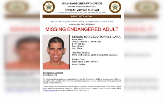 Search Intensifies for Missing 27-Year-Old Sergio Torres-Lara in Southwest Miami-Dade