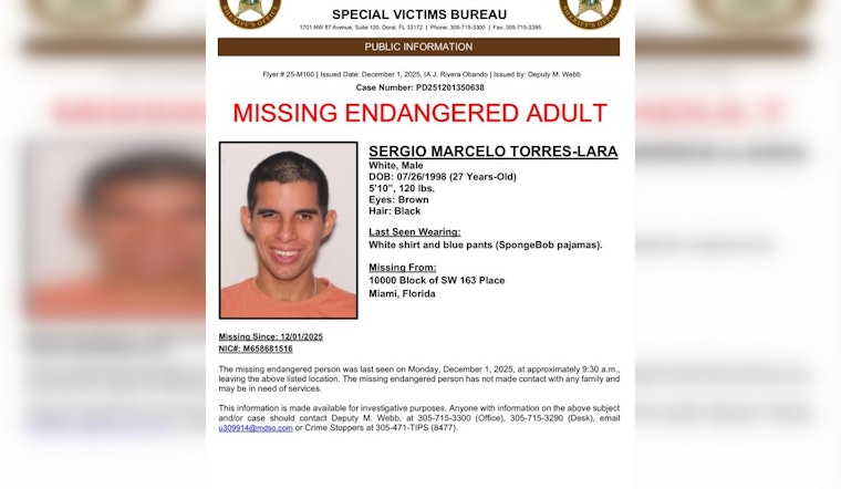Search Intensifies for Missing 27-Year-Old Sergio Torres-Lara in Southwest Miami-Dade