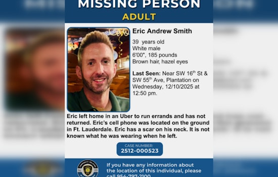 Search Intensifies in Plantation for Missing Man Eric Andrew Smith, Authorities Urge Public Assistance