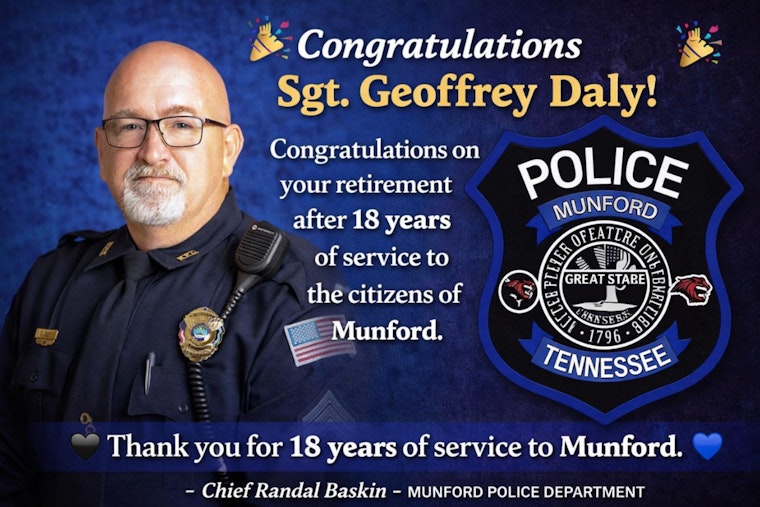 Sgt. Geoffrey Daly Retires After 18 Years with Munford Police, Leaving Legacy of Integrity and Commitment