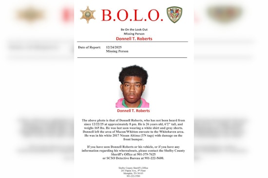 Shelby County Sheriff's Office Seeks Help to Find Missing Memphis Man Donnell Roberts
