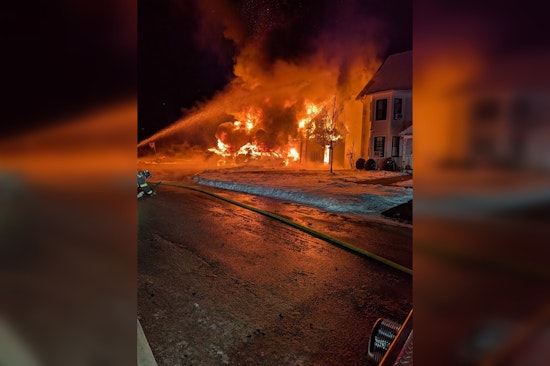Sherborn Firefighters Battle Massive Garage Blaze, Save Nearby Duplex, No Injuries Reported