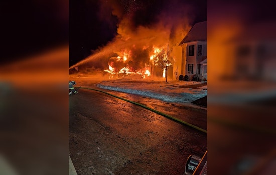 Sherborn Firefighters Battle Massive Garage Blaze, Save Nearby Duplex, No Injuries Reported