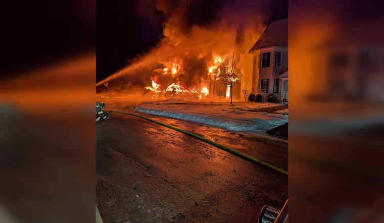 Sherborn Firefighters Battle Massive Garage Blaze, Save Nearby Duplex, No Injuries Reported