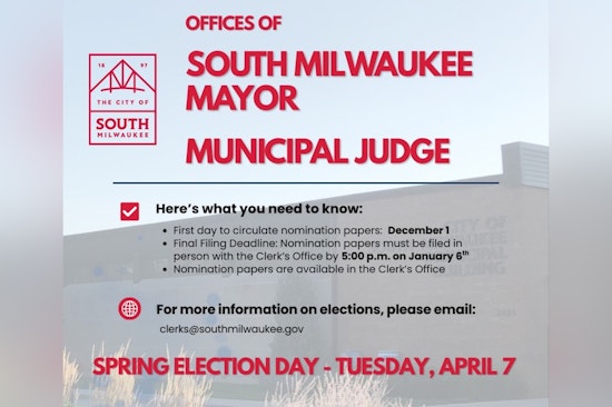 South Milwaukee Calls for Civic Leaders Nomination Period Opens for Mayor and Municipal Judge Elections
