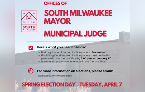 South Milwaukee Calls for Civic Leaders Nomination Period Opens for Mayor and Municipal Judge Elections