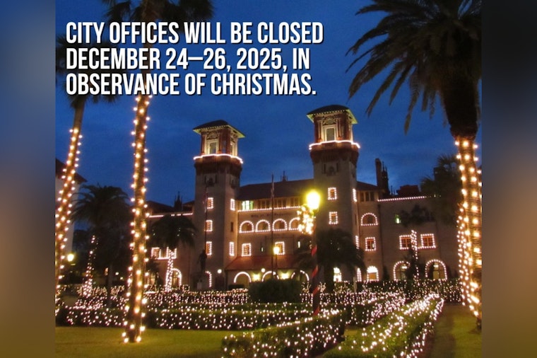 St. Augustine Announces City Office Closures and Free Parking for Christmas Holiday