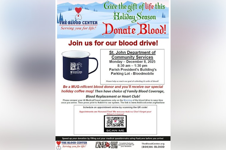 St. John the Baptist Parish Encourages Lifesaving Donations at Holiday Blood Drive on December 8