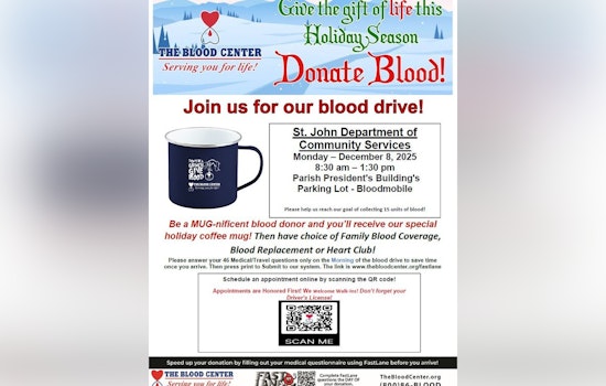 St. John the Baptist Parish Encourages Lifesaving Donations at Holiday Blood Drive on December 8