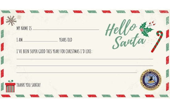 St. John the Baptist Parish Invites Residents to Mail Letters to Santa at Local Courthouses