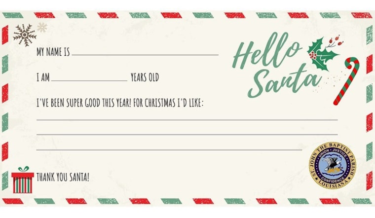 St. John the Baptist Parish Invites Residents to Mail Letters to Santa at Local Courthouses