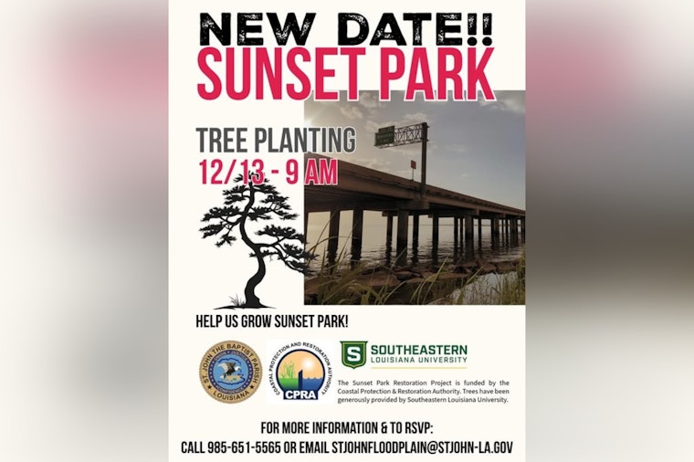 St. John the Baptist Parish Postpones Sunset Park Tree Planting to December 13 Due to Weather Concerns