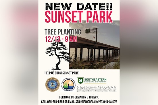 St. John the Baptist Parish Postpones Sunset Park Tree Planting to December 13 Due to Weather Concerns