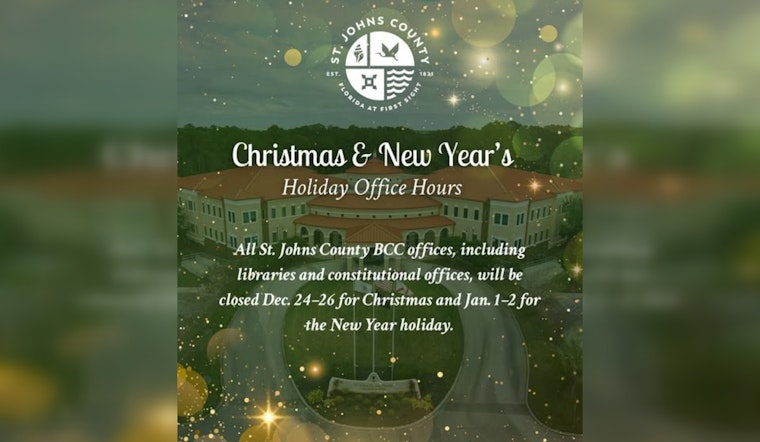 St. Johns County Announces Holiday Office Closures and Waste Collection Schedule Changes