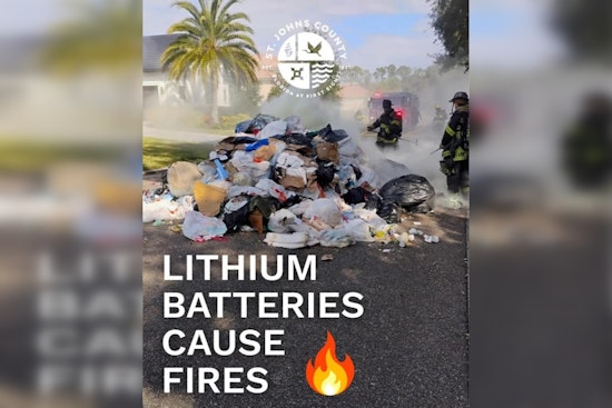 St. Johns County Warns Against Improper Disposal of Lithium Batteries After Ponte Vedra Garbage Truck Fire
