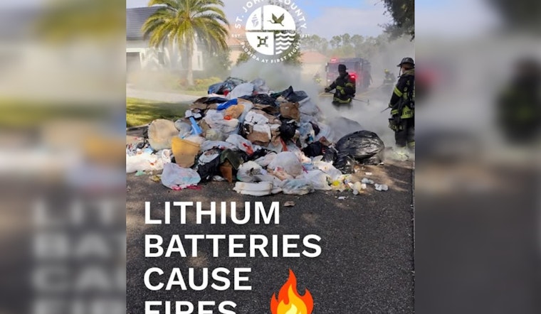 St. Johns County Warns Against Improper Disposal of Lithium Batteries After Ponte Vedra Garbage Truck Fire