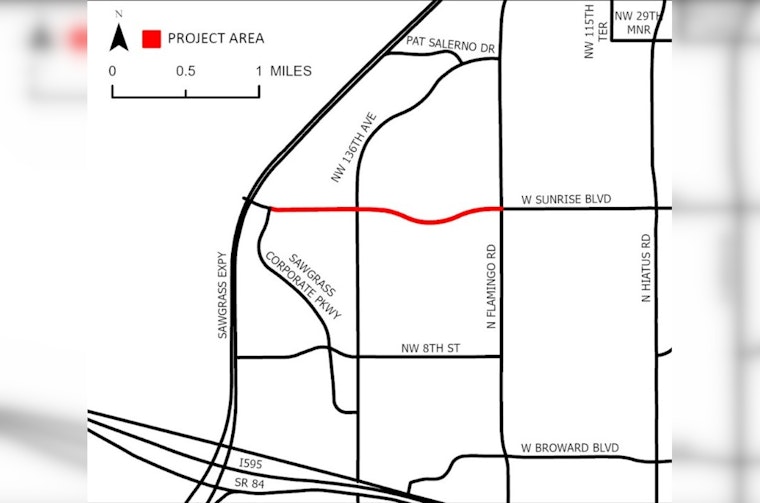 Sunrise Boulevard to Undergo Nighttime Resurfacing from Sawgrass Corporate Parkway to N. Flamingo Road Starting January 11