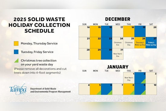 Tampa Announces Office Closures and Revised Trash Collection Schedule for Holiday Season