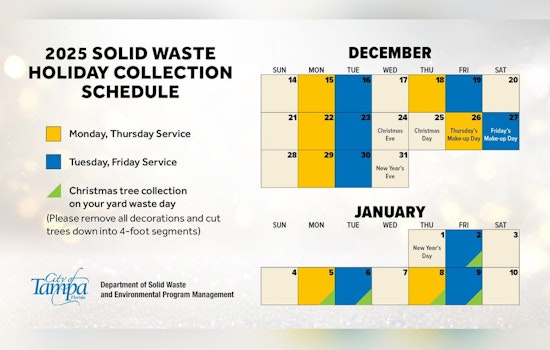 Tampa Announces Office Closures and Revised Trash Collection Schedule for Holiday Season