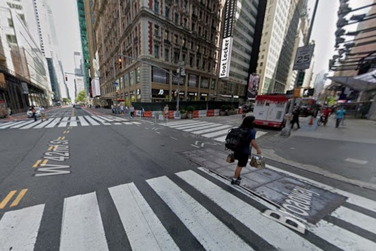 Taxi Suspended Above Manhole in Times Square, No Injuries Reported