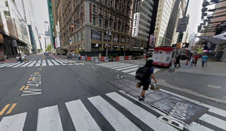 Taxi Suspended Above Manhole in Times Square, No Injuries Reported