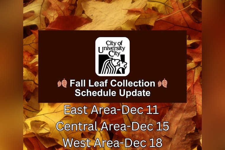 University City, MO Announces Updated Leaf Collection and Street Sweeping Schedule Due to Weather Delays
