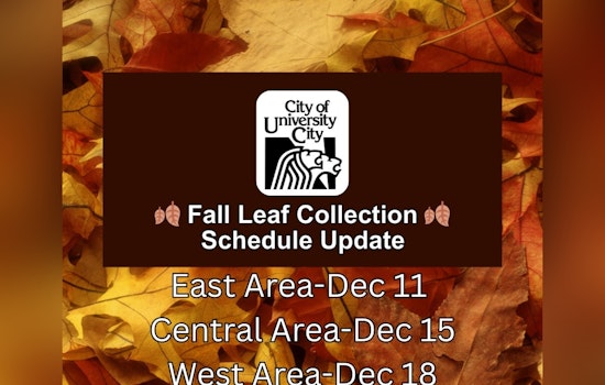 University City, MO Announces Updated Leaf Collection and Street Sweeping Schedule Due to Weather Delays