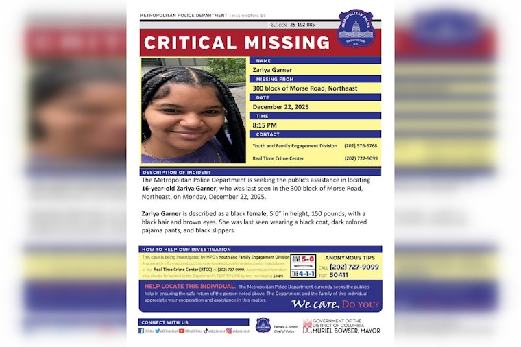 Urgent Search for Missing 16-Year-Old Zariya Garner in Northeast D.C.