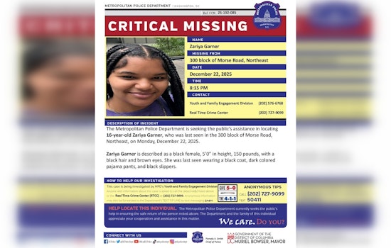 Urgent Search for Missing 16-Year-Old Zariya Garner in Northeast D.C.