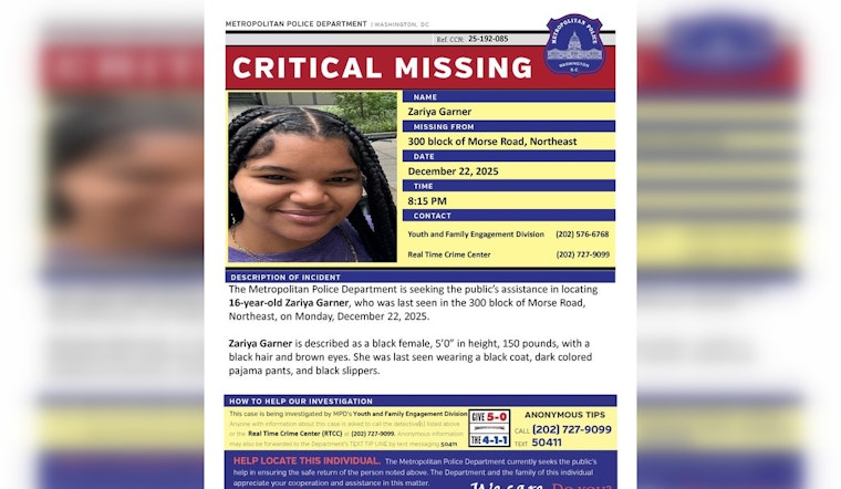 Urgent Search for Missing 16-Year-Old Zariya Garner in Northeast D.C.