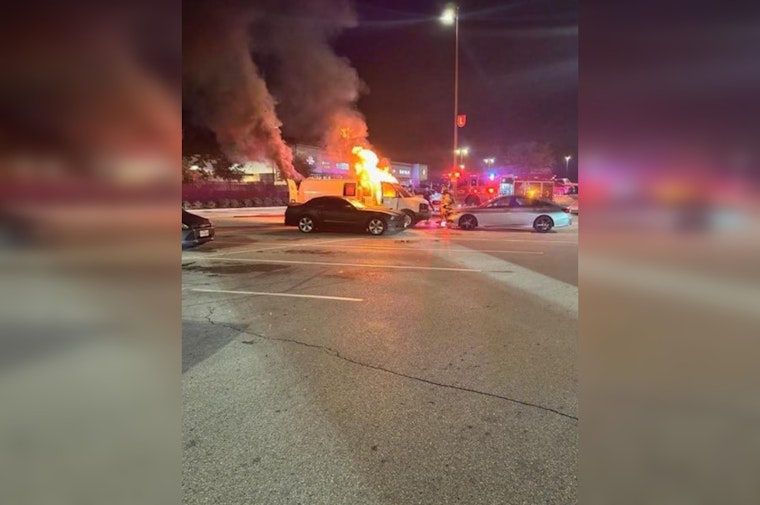 Vehicle Erupts in Flames at Cypress H-E-B Store with No Injuries Reported After Quick Response from Local Responders